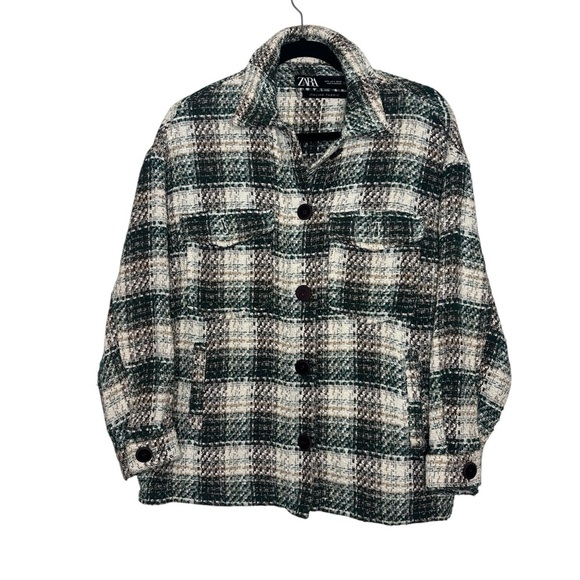 Zara Green and White Cozy Knit Cardigan - Picture 5 of 7